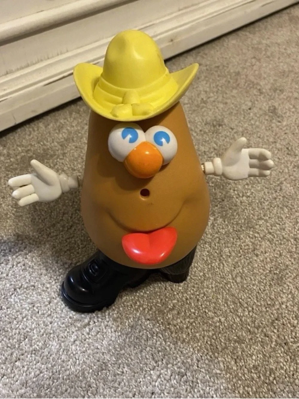 VTG Cowboy Potato head Character Toy with Yellow Hat and Red Tongue